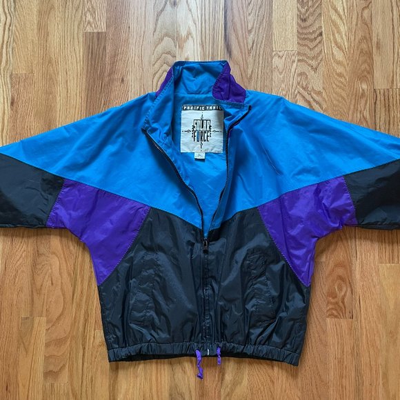 Vtg 80's 90's Pacific Trail Color Block Windbreaker Track Jacket Sz L (14/16) - Picture 1 of 13